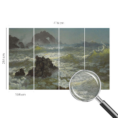 Papier peint panoramique salon avec un motif de mer agitée