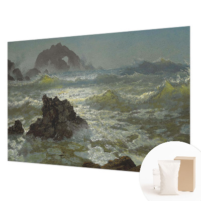 Papier peint panoramique salon avec un motif de mer agitée