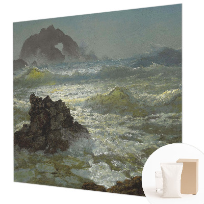 Papier peint panoramique salon avec un motif de mer agitée
