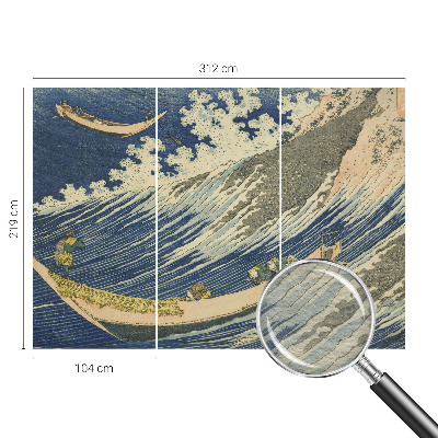 Papier peint panoramique chambre adulte avec un motif de vagues marines
