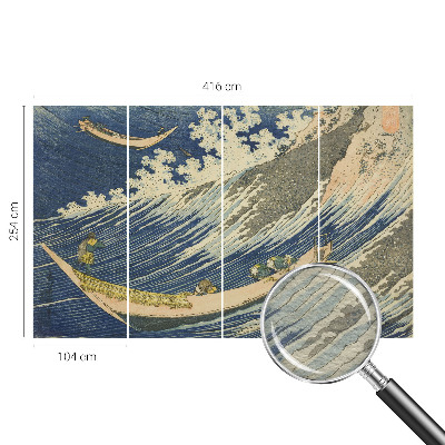 Papier peint panoramique chambre adulte avec un motif de vagues marines