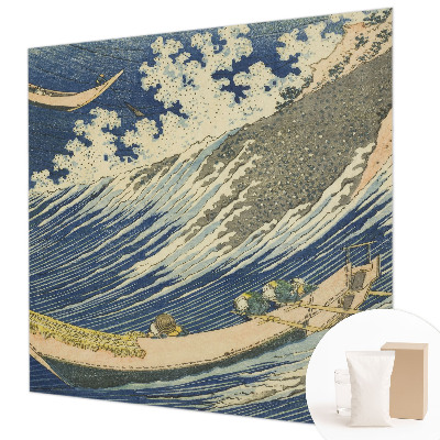 Papier peint panoramique chambre adulte avec un motif de vagues marines
