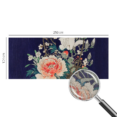 Papier peint panoramique enfant avec un motif de panier fleuri