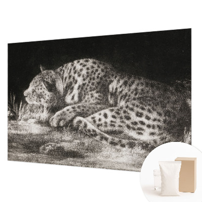Papier peint panoramique de haute qualité avec un motif de léopard au repos