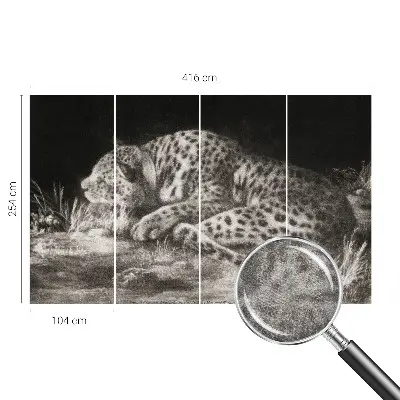 Papier peint panoramique de haute qualité avec un motif de léopard au repos