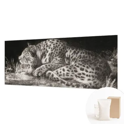 Papier peint panoramique de haute qualité avec un motif de léopard au repos