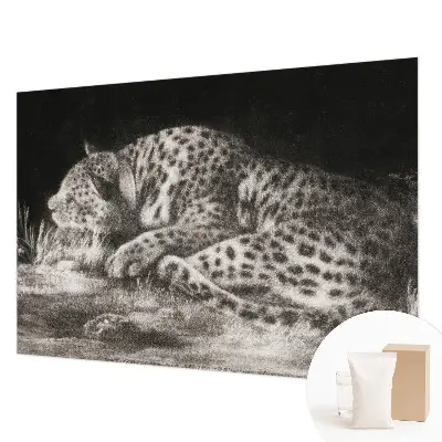 Papier peint panoramique de haute qualité avec un motif de léopard au repos