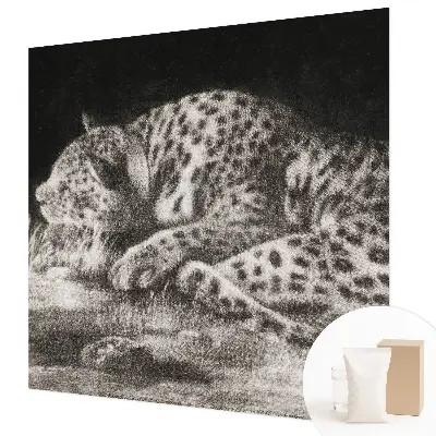Papier peint panoramique de haute qualité avec un motif de léopard au repos