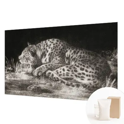 Papier peint panoramique de haute qualité avec un motif de léopard au repos
