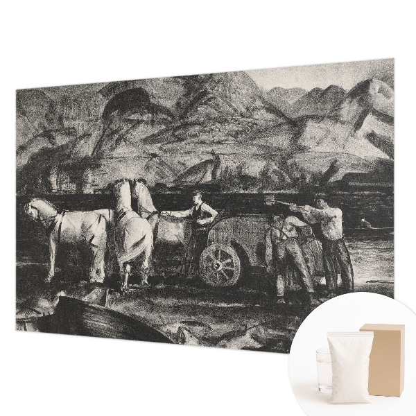 Papier peint panoramique intissé moderne avec un motif de scène de village