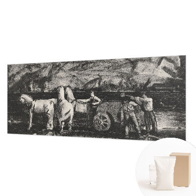 Papier peint panoramique intissé moderne avec un motif de scène de village