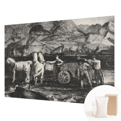 Papier peint panoramique intissé moderne avec un motif de scène de village