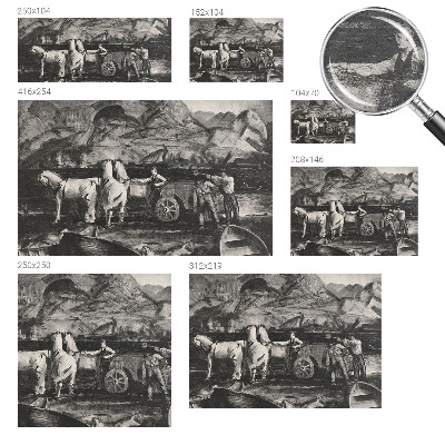 Papier peint panoramique intissé moderne avec un motif de scène de village