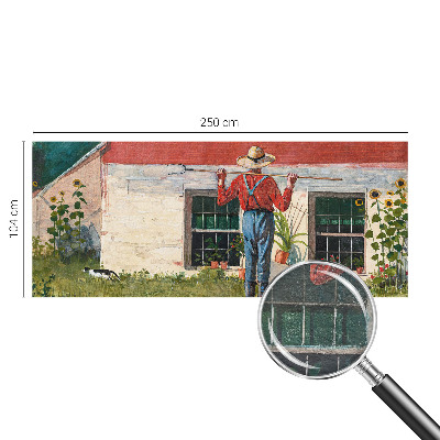 Tapisserie murale représentant une scène villageoise