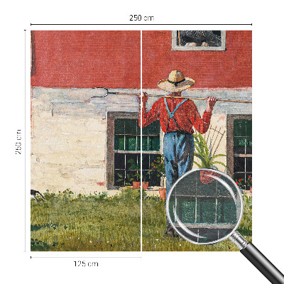 Tapisserie murale représentant une scène villageoise