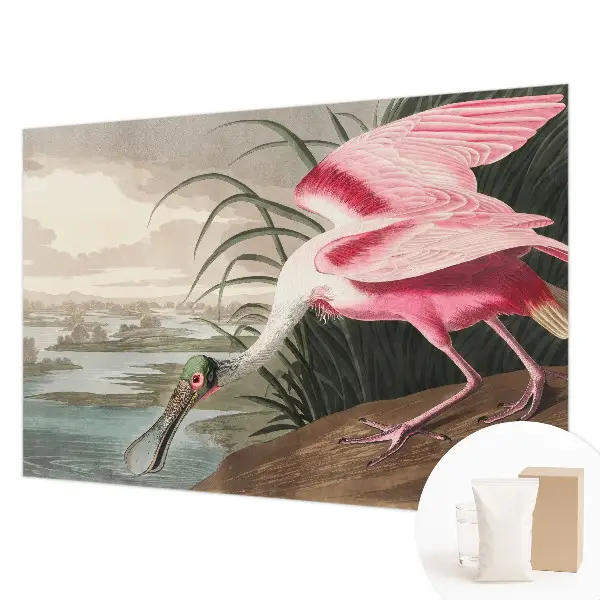 Papier peint salon moderne avec un motif d'oiseau exotique