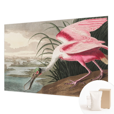 Papier peint salon moderne avec un motif d'oiseau exotique