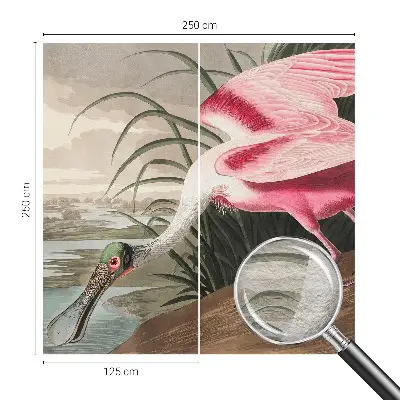 Papier peint salon moderne avec un motif d'oiseau exotique