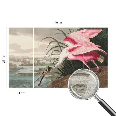 Papier peint salon moderne avec un motif d'oiseau exotique