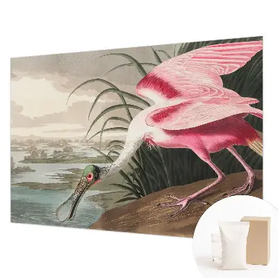 Papier peint salon moderne avec un motif d'oiseau exotique
