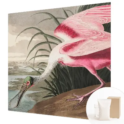 Papier peint salon moderne avec un motif d'oiseau exotique