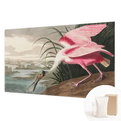 Papier peint salon moderne avec un motif d'oiseau exotique
