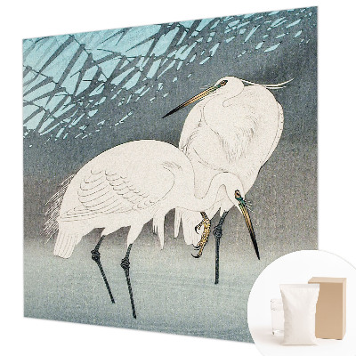 Papier peint panoramique intissé avec motif d'oiseaux délicats