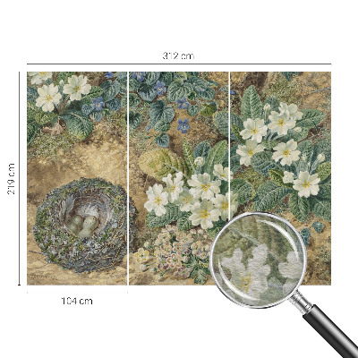 Papier peint panoramique chambre avec une composition printanière