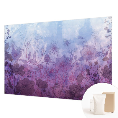 Papier peint panoramique chambre adulte avec des fleurs pastel