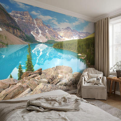 Papier peint tête de lit chambre adulte Modré jazero