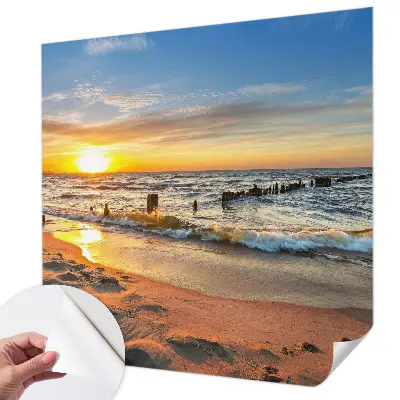 Papier peint intissé imprimé coucher de soleil sur la plage