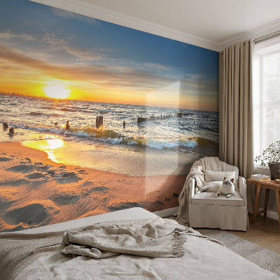 Papier peint panoramique pas cher Západ slnka na pláži