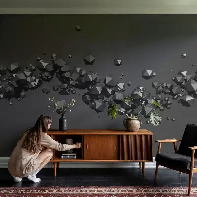 Papier peint photographique sur tissu non tissé bosses noires