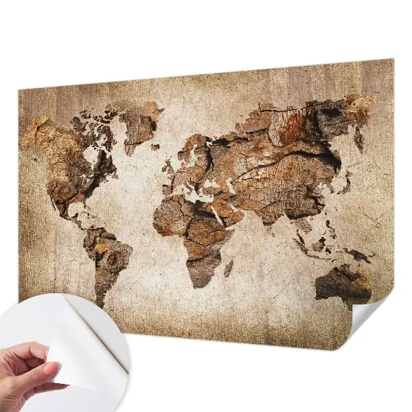 Papier peint intissé imprimé carte en bois