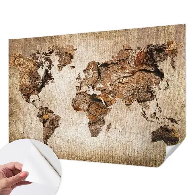 Papier peint intissé imprimé carte en bois