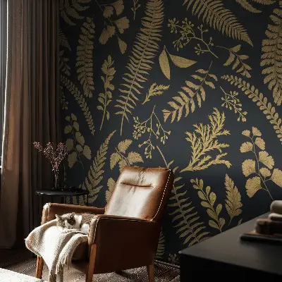 Papier peint intissé imprimé feuilles botaniques
