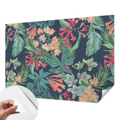 Papier peint photographique sur tissu non tissé fleurs tropicales