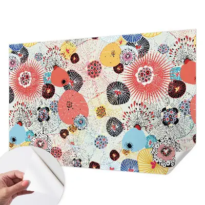 Papier peint photographique sur tissu non tissé fleurs colorées