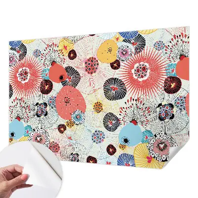 Papier peint photographique sur tissu non tissé fleurs colorées
