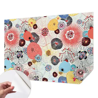 Papier peint photographique sur tissu non tissé fleurs colorées