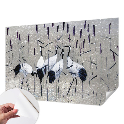 Papier peint tête de lit chambre adulte Harmonické žeriavy