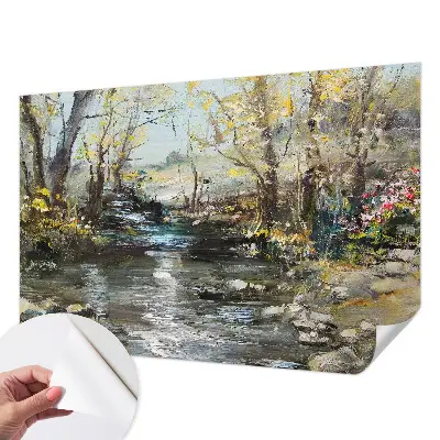 Papier peint photo imprimé sur tissu non tissé Ruisseau forestier