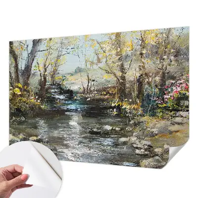 Papier peint photo imprimé sur tissu non tissé Ruisseau forestier