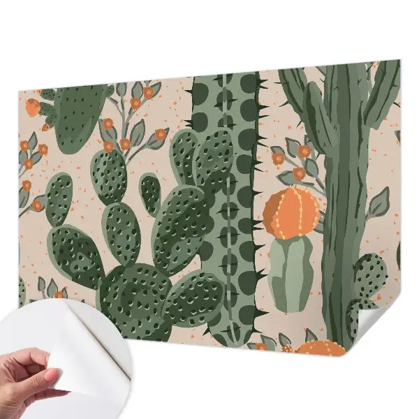 Papier peint intissé imprimé cactus verts