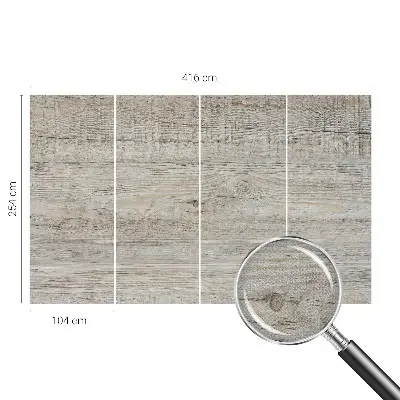 Papier peint photographique sur tissu non tissé anneaux en bois