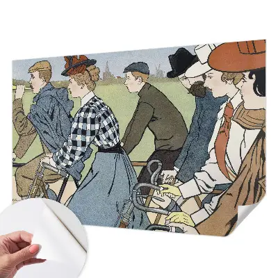 Papier peint photo grand format pour le mur cyclistes vintage