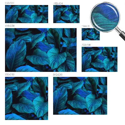 Papier peint intissé feuilles bleues