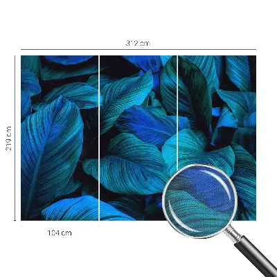 Papier peint intissé feuilles bleues