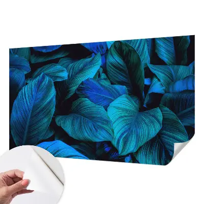Papier peint intissé feuilles bleues