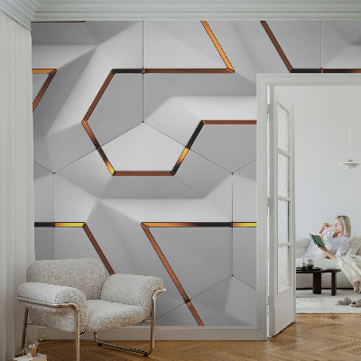 Papier peint tête de lit chambre adulte Trojrozmerné vzory